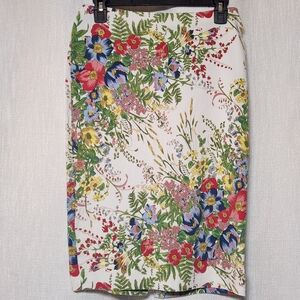 Linda Matthews Floral Stretch Pencil Skirt Size Small Cottagecore